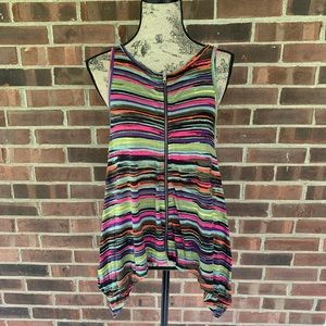 South striped light weight uneven hem vest